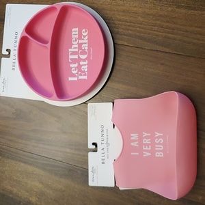 NWT Bella Tunno silicone bib and plate set
